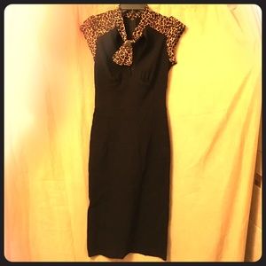 Pinup Couture Black Dress with Leopard Print